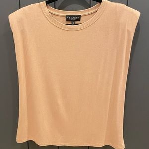 LAUNDRY tan/light brown padded shoulder top